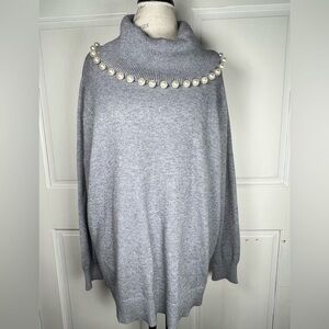NWOT My Danielle Faux Oversized Pearl Gray Turtleneck Tunic Size 2X